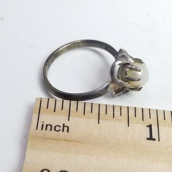 Vintage Sterling Silver Buttercup Setting Solitaire Ring, Size 5 1/2 Band - Picture 6 of 7